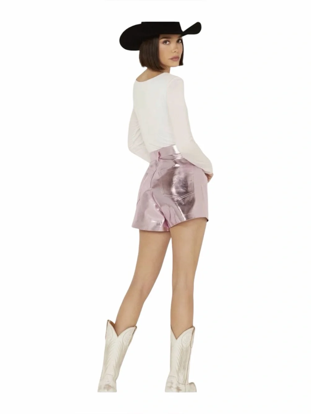 New BlankNYC Pink‎ Metallic Women Shorts Vegan Leather 25